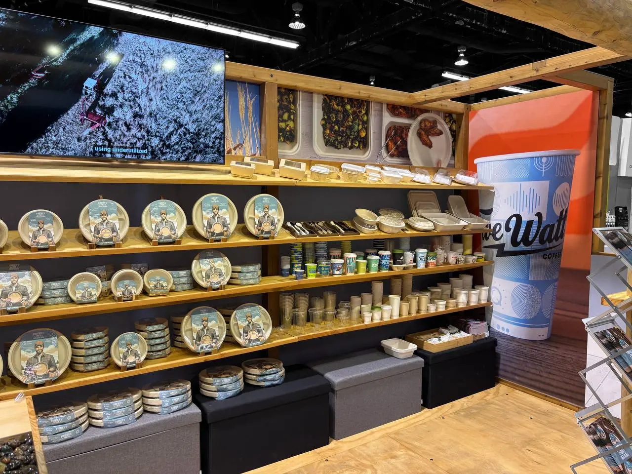 Better Earth giant coffee cup display and seating