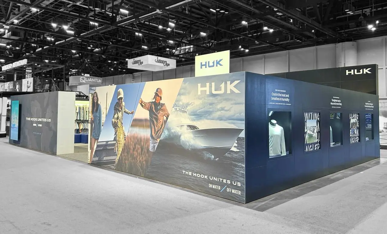 Huk 30×50 island booth at ICAST 2026