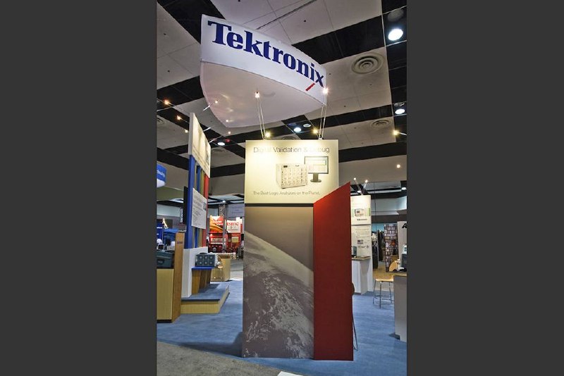 Tektronix booth showing Digital Validation & Debug display panel