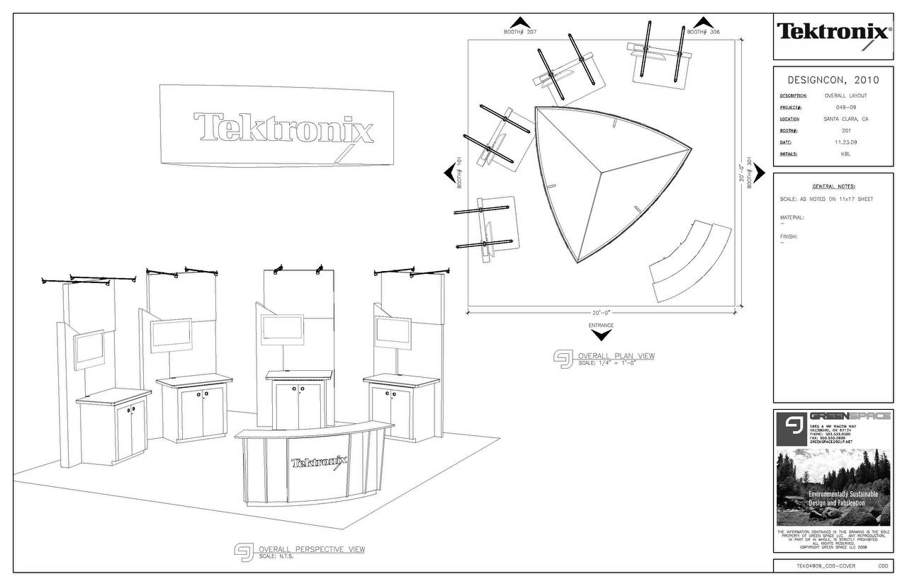 Tektronix booth elevation CAD drawing for DesignCon 2010, Santa Clara